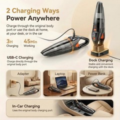 Handheld Vacuum Cordless, 25000Pa Powerful Suction Car Portable Orange
