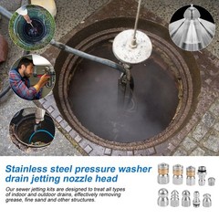 10pcs Sewer Jetter Nozzle Kit – Stainless Steel, 1/4″ & 3/8″ NPT M, Silver