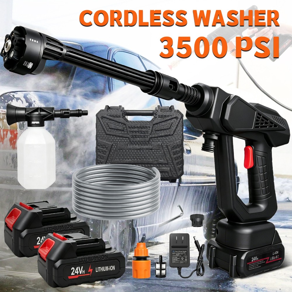 Cordless Pressure Washer, Electric, 2 Rechargeable Batteries, Tool box