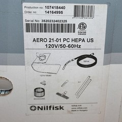 Nilfisk Aero 21 Shop Vacuum 107418440, 5-1/4 Gallon Tank, 120V AC, Wet Dry HEPA