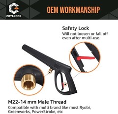 coyardor Pressure Washer Gun with Extension Wand & 5 Standard Nozzle, Black