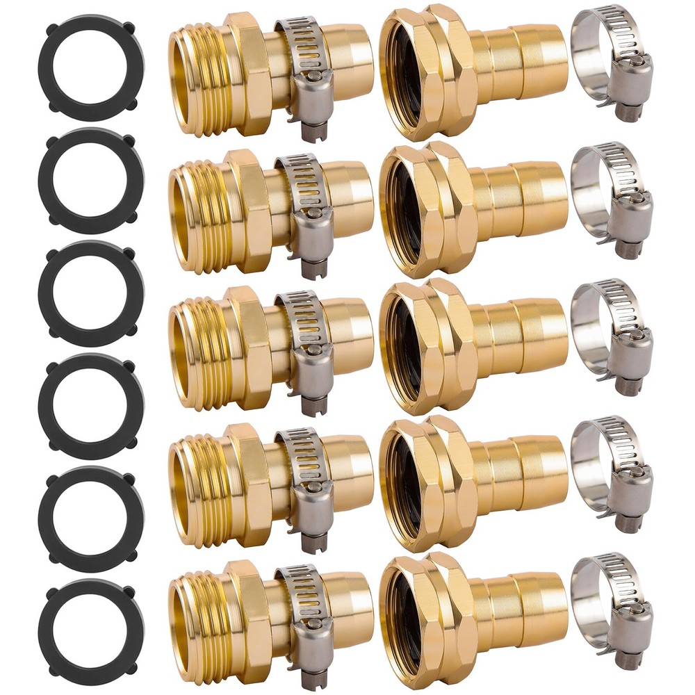 5 Set Garden Hose Repair Connector Kit with 5 Set, Fit for 3/4″ or 5/8″ hose