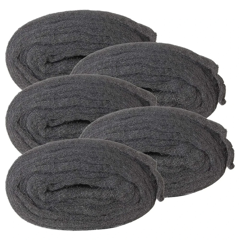 5 Rolls Grade #0000 Steel Wool Total 68Ft Steel Wool Roll for Cleaning, Remove