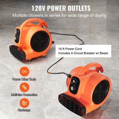 Uimoso Floor Blower Fan Air Mover 1000 CFM 3-Speed 1/4 HP Floor Carpet Dryer