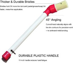 Lube Brush Applicator Swab (4-Pack), 11″ Plastic Handle and 45° Angled Design f