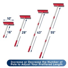 Dsv Standard Window Squeegee 2-In-1 Window Cleaner 55 Extension Poles Window