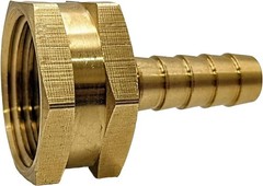 Brass Garden Hose Adapter Swivel 3/8 Barb x 3/4 GHT Female, Gold