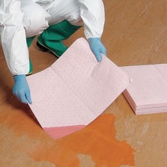 Pig Mat310 Sorbent Pad, 11 Gal, 15 In X 20 In, Universal, Pink, 50 Pk
