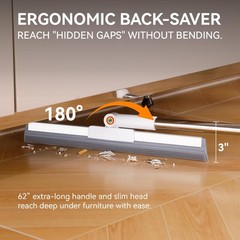 Muee Squeegee Broom For Floor 62 Long Handle Rubber Broom For Pet Hair Removal