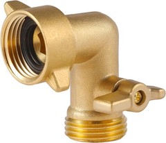 Xiny Tool 90 Degree Garden Hose Adapter with Shut Off Valves, 3/4″ Solid Brass G