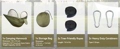 Camping Hammock with Mosquito Net, Lightweight Portable Double & Single Hammock