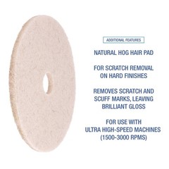Boardwalk 4019NHE 19 in. Nat. Hog Hair Burnishing Floor Pads – Beige (5/CT) New