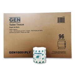 GEN 10001PLY 1000 SHT/RL, 96 RL/ CT 1-Ply Bath Tissue – WHT New