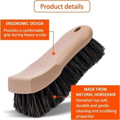 1 PC Car Interior Cleaning Brush with Long Horse Hair Bristles for Automotive, H