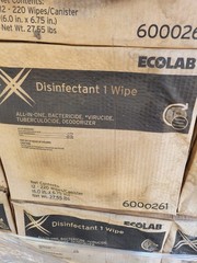 NOB Case of 12 ECOLAB Disinfectant Wipes 220ct Per Container