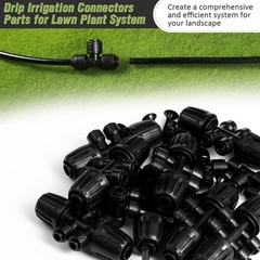 24 Pieces Drip Irrigation Parts 8 Pcs 1/2” to 1/4” and 1/4”, Black