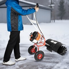 52cc 2 Stroke Gas Power Sweeper Broom Driveway Turf Grass Snow Cleaning Machine