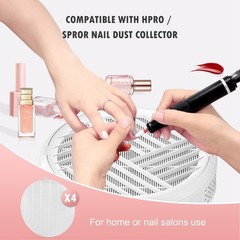 4 Pack White Replacement Filters Compatible with HPro SPro Nail Dust Collector