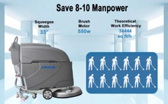 EmotorWalk Behind Floor Scrubber Machine19″Brush 14.5gal Tank 21″Cleaning Width