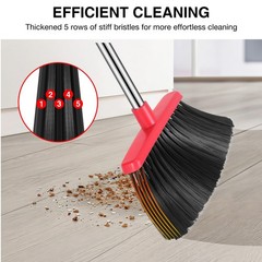 NACENA Broom and Dustpan Set, 52-in Long Adjustable Handle 1 Pack, Black-red
