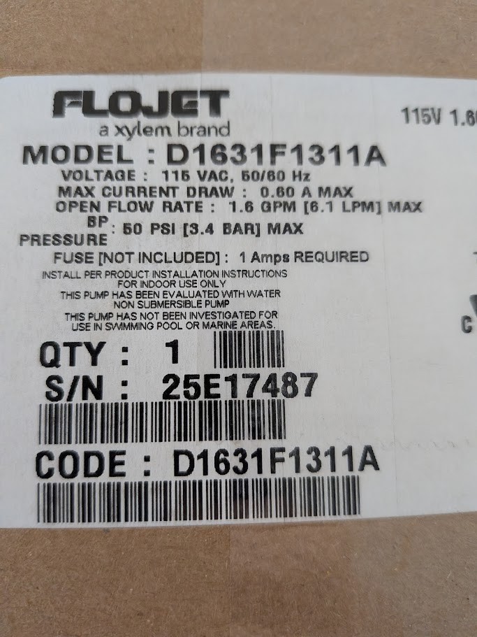 *BRAND NEW* FLOJET D3621V1211A – Pump, 115V