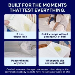 Peelaways Incontinence Bed Sheets & Mattress Protector, Queen 80″x60″x12″ | 5…