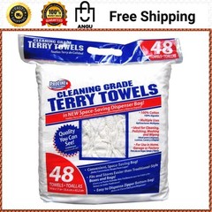 Cleaning-Grade Terry Towels, White Cotton Cloth Rag Polishing Washable 48 Towels