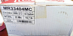 30” X 40” 33 Gallon 22 Micron Can Liner 8 Rolls Of 25 = 200 85 lb. Capacity