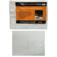 50 Pack Oil Spill Absorbent Pads 20” x 15” White Universal Shop Spill Mats LT011