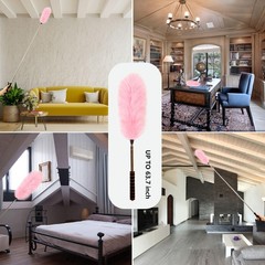 Ihufeather Lambs Wool Extendable Household Cleaning Duster 64 Wall Duster