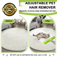 Pet Hair Removal Rubber Broom, Carpet rake with Squeegee for Cleaning Green