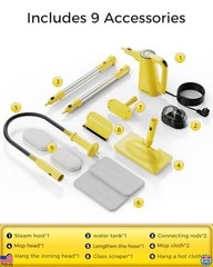 Steam Mops for Floor Cleaning, with 7-in-1 Attachments, 13OZ Water Tank, 23ft