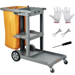 VEVOR Janitorial Trolley Cleaning Cart with PVC Bag for Housekeeping Office