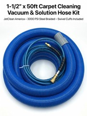 1.5″x50ft JetCleanAmerica Professional Carpet Cleaning Hose Kit with swivelCuffs