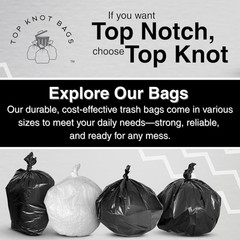 Top Knot Bags 45 Gallon Garbage Trash Bag 40X46 1.2 Mil Black 100 Count Can
