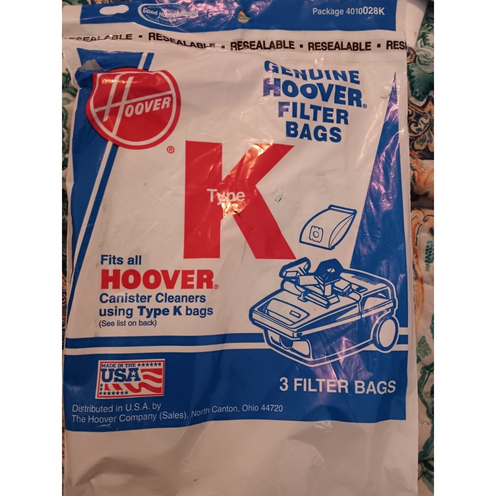 Hoover VacuumFilter bags 3-pack Canister cleaners Type K 4010028K Household New