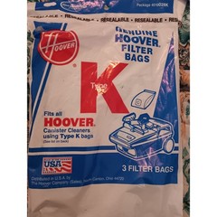 Hoover VacuumFilter bags 3-pack Canister cleaners Type K 4010028K Household New