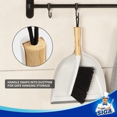 MR.SIGA Dustpan and Brush Set, Portable Cleaning 11.8 x 9.2 x 3.1 inch, White