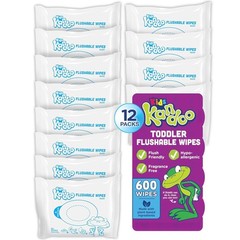 Flushable Wipes for Baby and Kids by Kandoo, 50 Count (Pack of 12), Sensitive