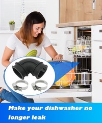 WD24X33918 Dishwasher Circulation Pump To Sump Elbow Hose With Clamps Black