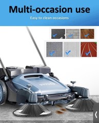 YANGZI IZONIX Manual Sweeper 55L 40in Path Side Brushes Multi-Surface