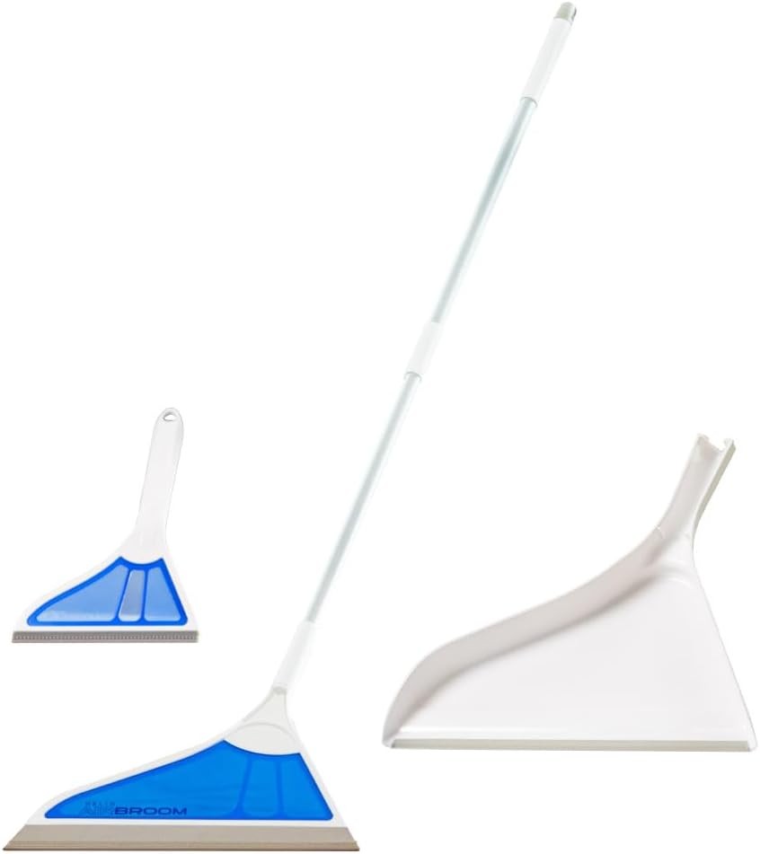 Helio AirBroom 3 Piece Kit All Surface Sweeper and Squeegee for Wet White