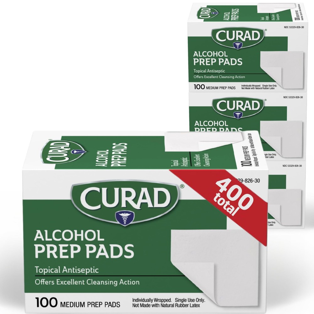 Curad, Alcohol Prep Pads, Medium 100 Count (Pack of 4), Original Version