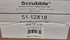 12″ x 18″ Red Rectangular Floor Buffing & Spacer Pads – Case of 5