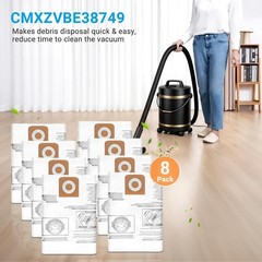 8 Pack CMXZVBE38749 Vacuum Dust Bags Replacement for CRAFTSMAN 16-20 Gallon W…