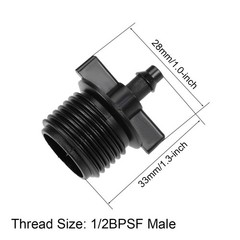 uxcell Barb Drip Pipe Connector 1/2 BSPF Male Thread 4/7mm Hose 4/7mm, Black