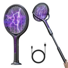 2800V Extendable Electric Fly Swatter with UV Light 90° Rotating head
