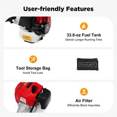 Gas Power Handheld Sweeper Broom Driveway Turf Artificial Grass Snow Clean 52CC