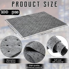 Oil Absorbent Pads Water Absorbent Mat Oil Spill Mat Absorbing 100 Pcs,9.8 x 13″
