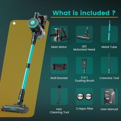 Zefiro 450W Cordless Vacuum Cleaner45Mins Runtime Vacuum Cleaners For Home